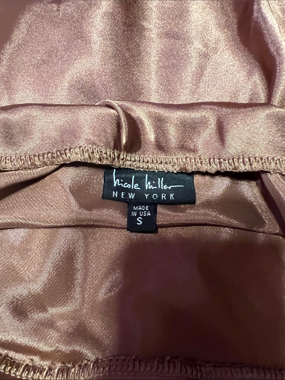 Nicole Miller Bronze Brown Satin Slip Midi Skirt - Picture 11 of 13